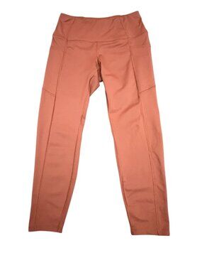 Women's Medium Dark Orange Rust Leggings Yoga Pants with Pockets Stitching
